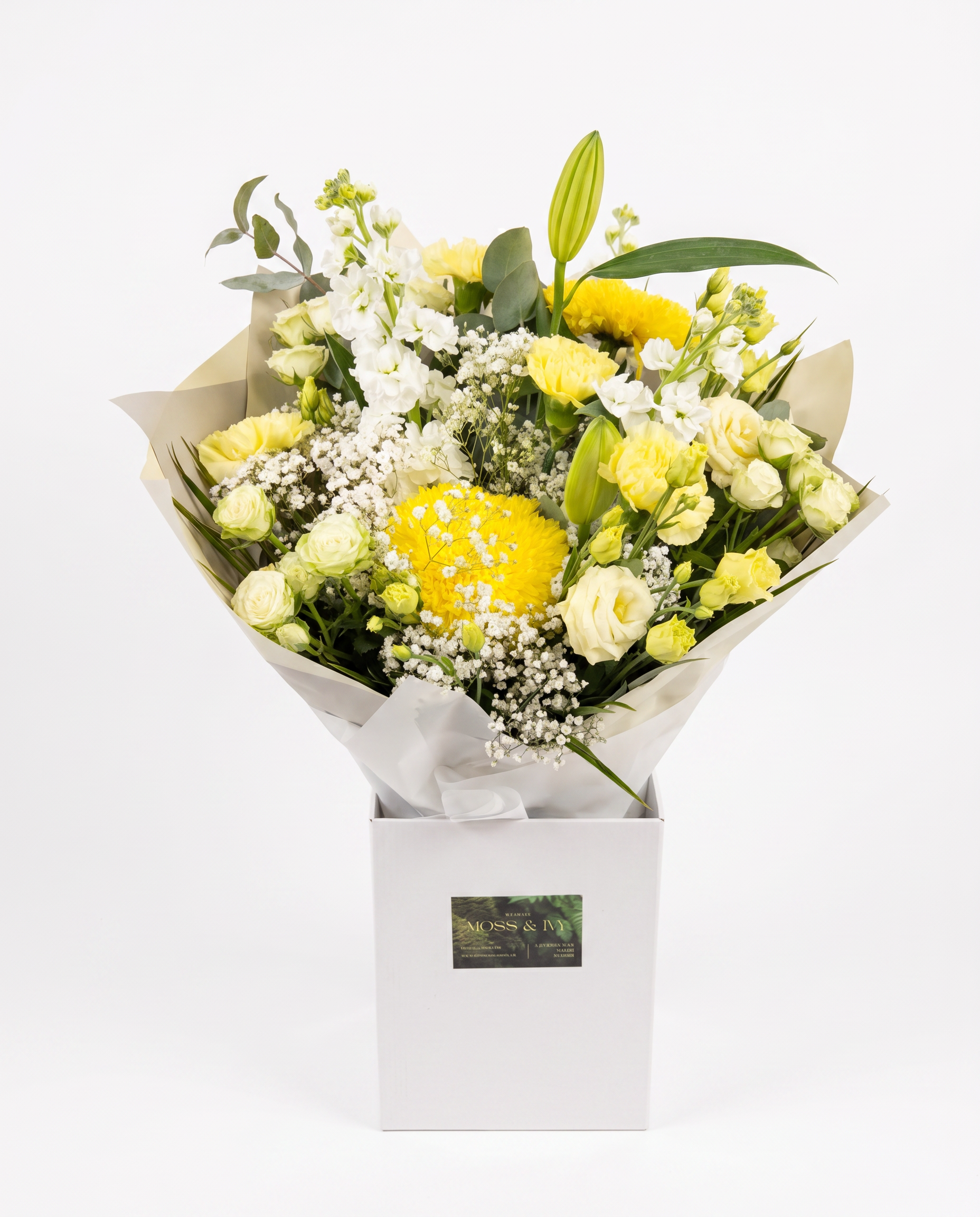 Moss&ivy florist bedford, (4) “Golden Sunshine” Bouquet of seasonal yellow flowers - Image 1