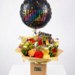 "Birthday Wishes" Seasonal Flowers with Balloon & Card
