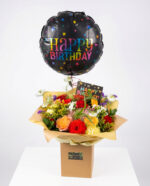 "Birthday Wishes" Seasonal Flowers with Balloon & Card