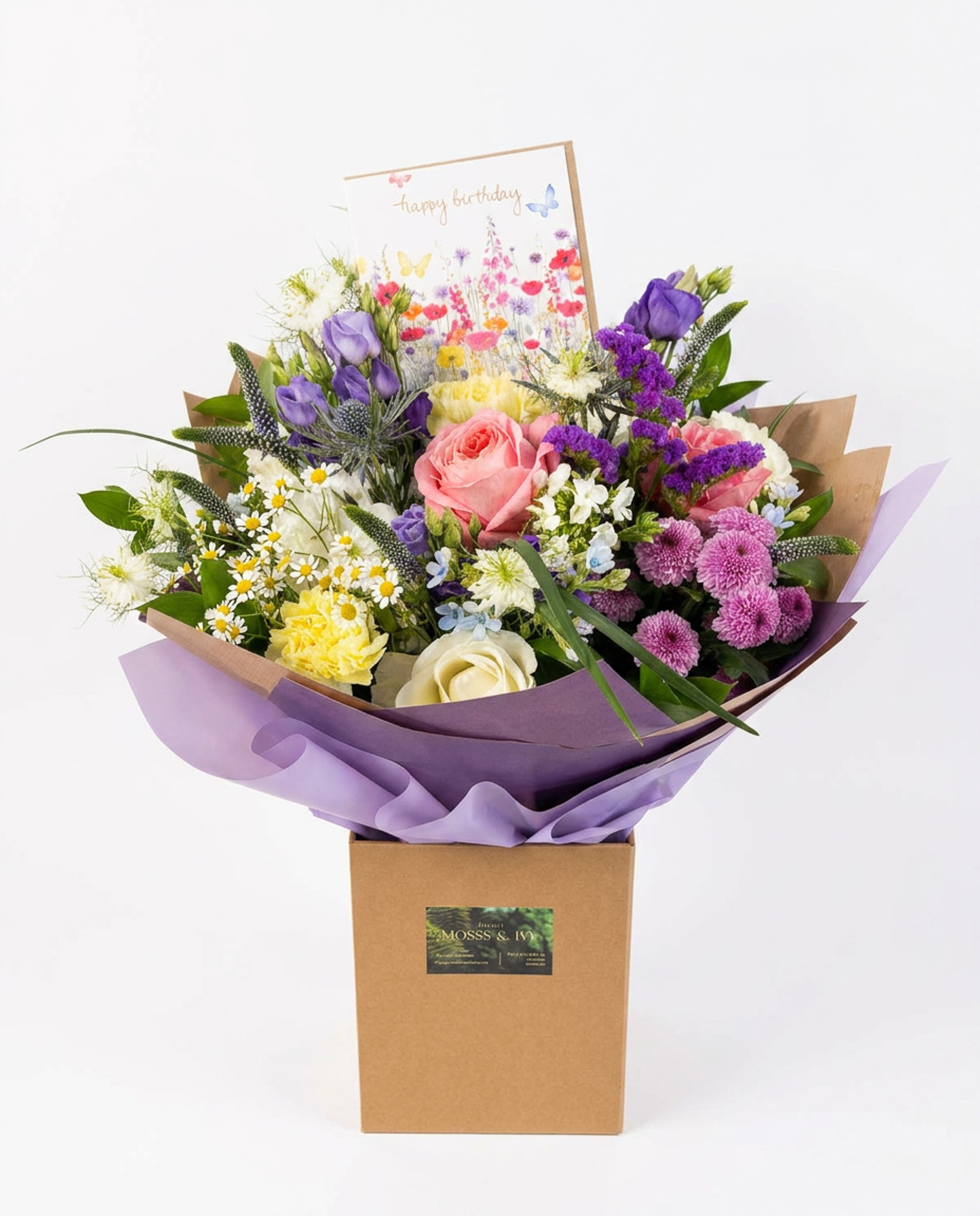 1 moss&ivy florist Bedford, weeding flowers, birthday flowers floristmossandivy.uk (20) Birthday Bouquet with Greeting Card - Image 1