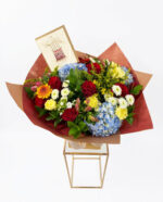 "Birthday Bloom" 9 Red Roses ,seasonal flowers and Birthday Card