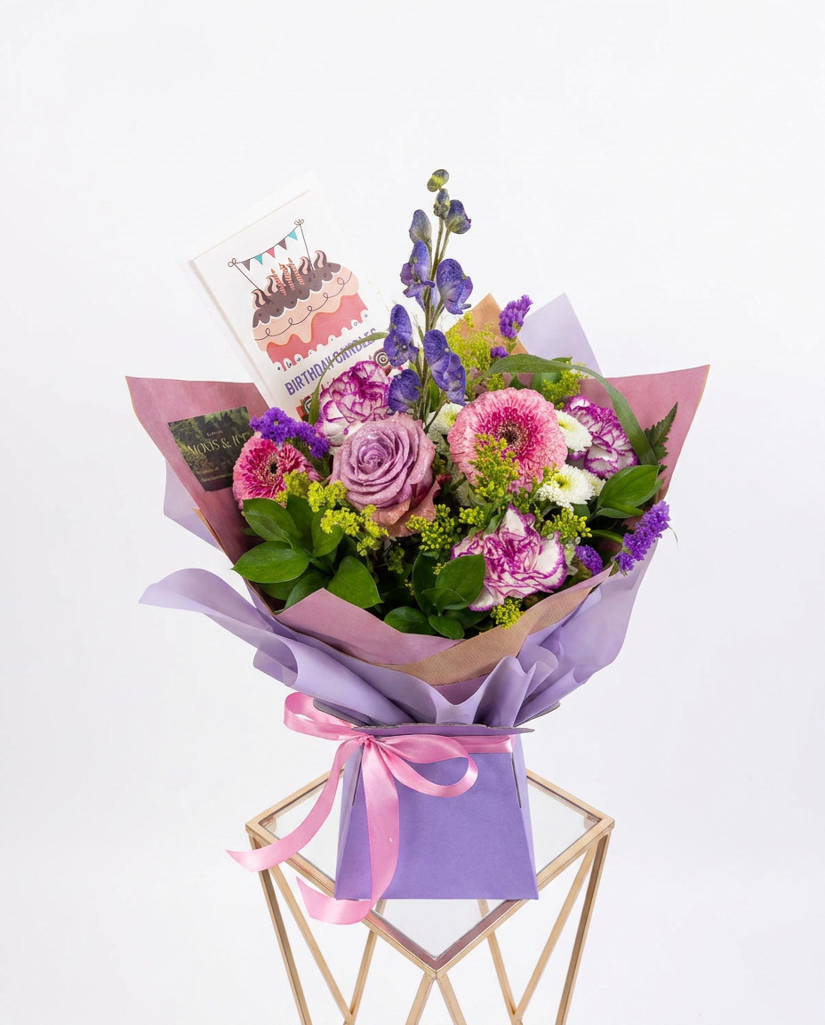 A moss&ivy florist Bedford, weeding flowers, birthday flowers floristmossandivy.uk (13) Seasonal Birthday Bouquet with Card - Image 1