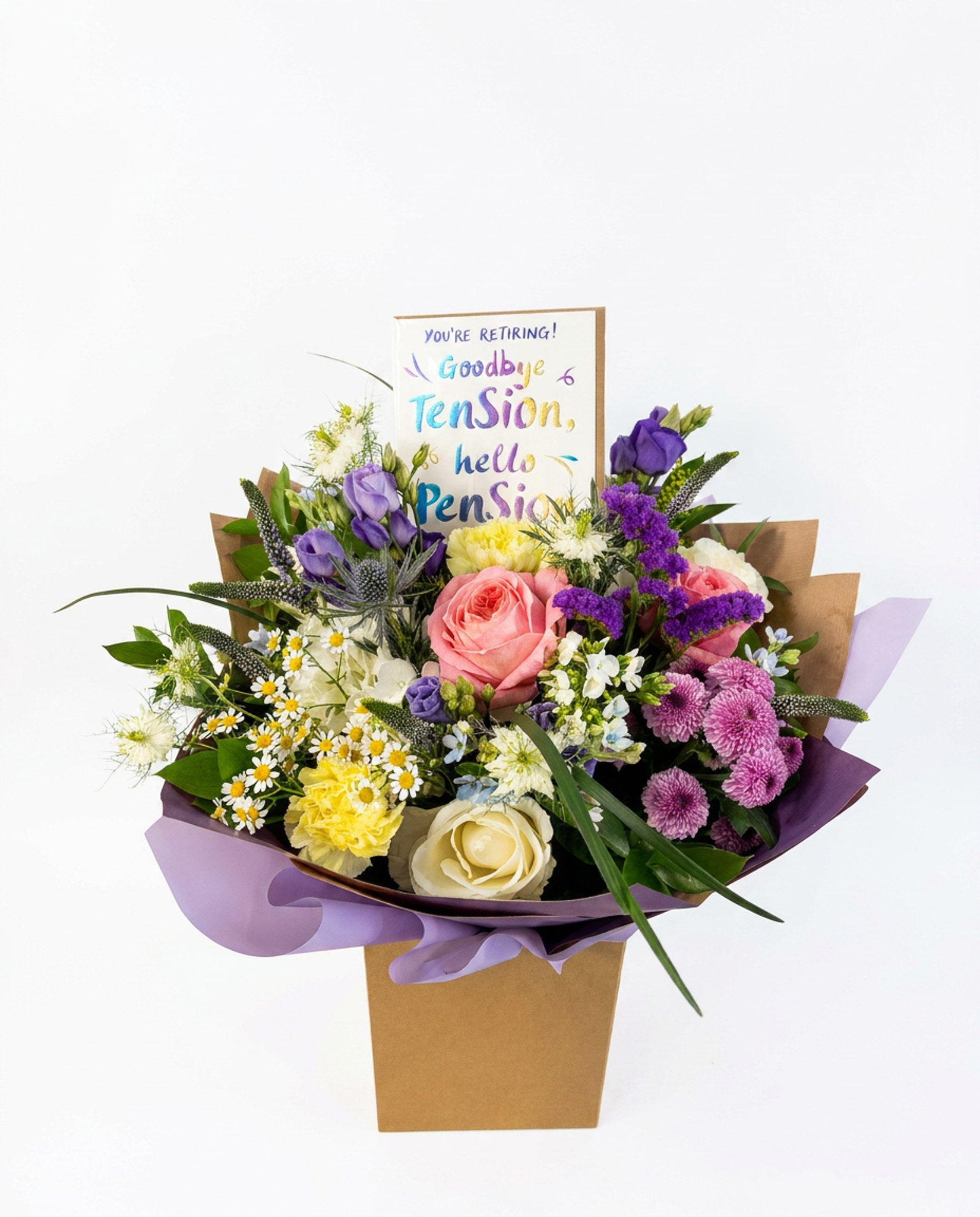 A moss&ivy florist Bedford, weeding flowers, birthday flowers floristmossandivy.uk (15) Retirement Wishes Bouquet with Card - Image 1